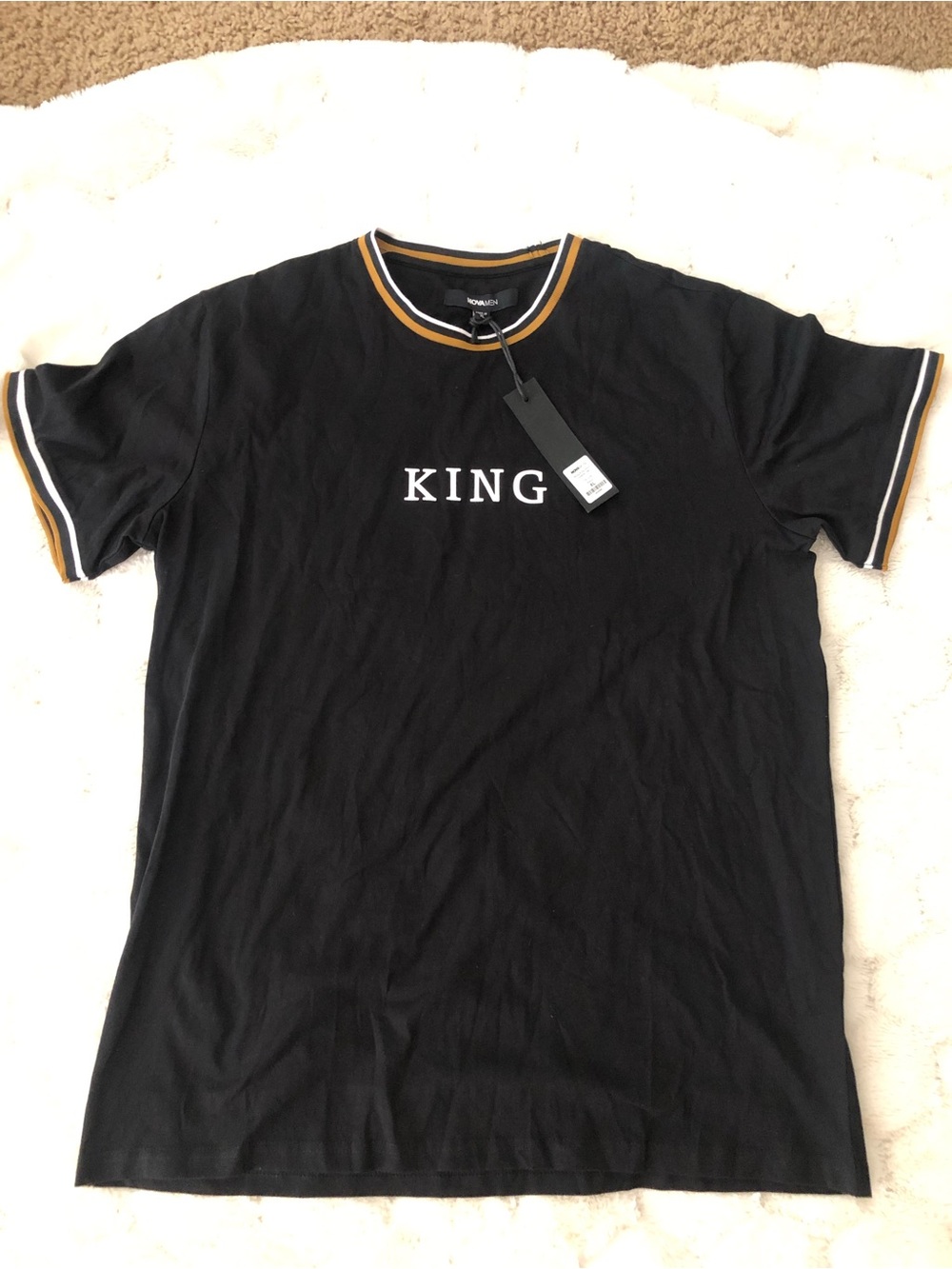 KING Men's Black Short Sleeve Ringer Tee with Contrast Trim